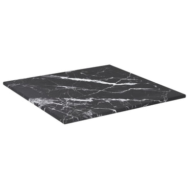 vidaXL Plateau de table noir 30x30 cm en verre trempé 6 mm aspect marbre