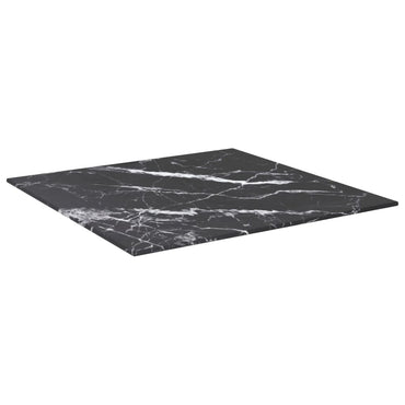 vidaXL Plateau de table noir 50x50 cm 6 mm en verre trempé aspect marbre