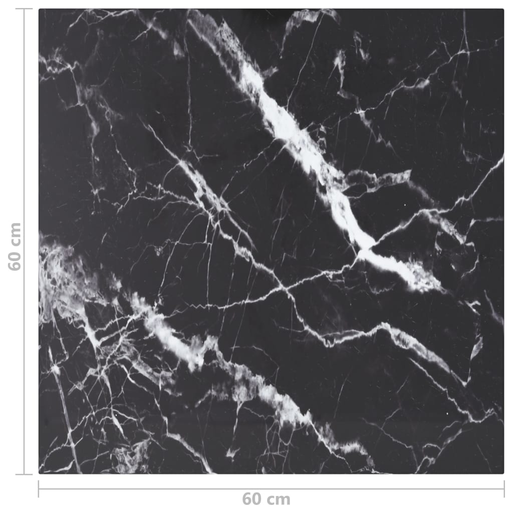 vidaXL Plateau de table noir 60x60 cm, verre trempé 6 mm, aspect marbre