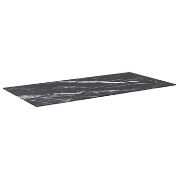 vidaXL Plateau de table noir 100x50 cm verre trempé 6 mm aspect marbre