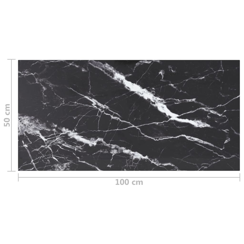 vidaXL Plateau de table noir 100x50 cm verre trempé 6 mm aspect marbre
