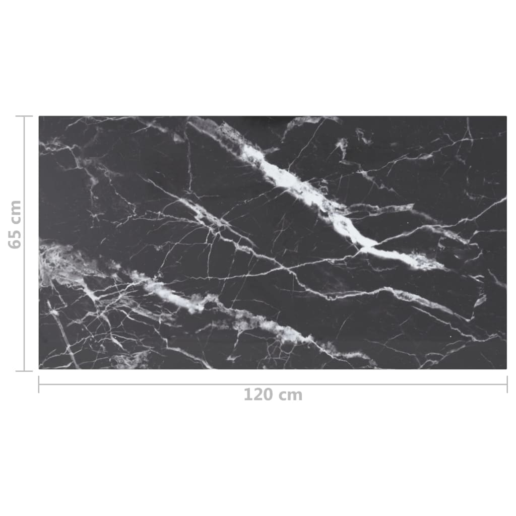 vidaXL Plateau de table noir 120x65 cm en verre trempé 8 mm aspect marbre
