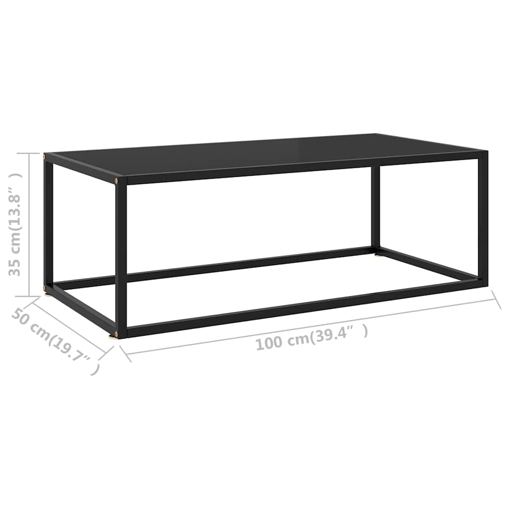 Couchtisch Schwarz mit Schwarzem Glas 100x50x35 cm