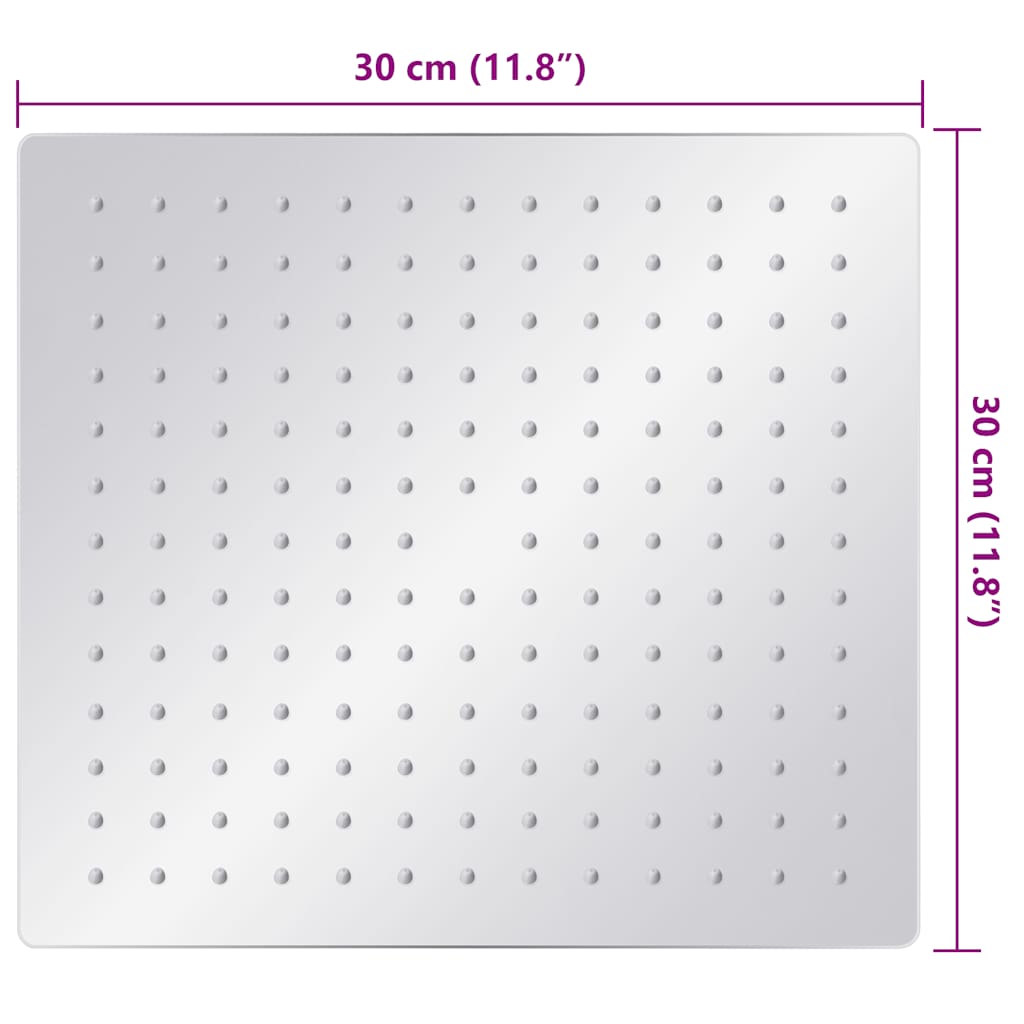 Regenbrause Edelstahl 304 30x30 cm Quadrat