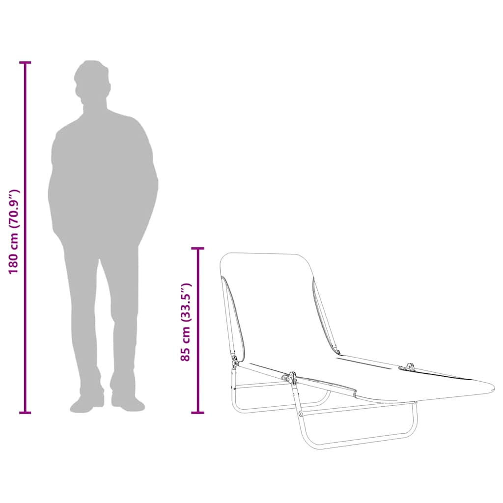 Klappbare Sonnenliegen 2 Stk. Stahl und Stoff Rosa