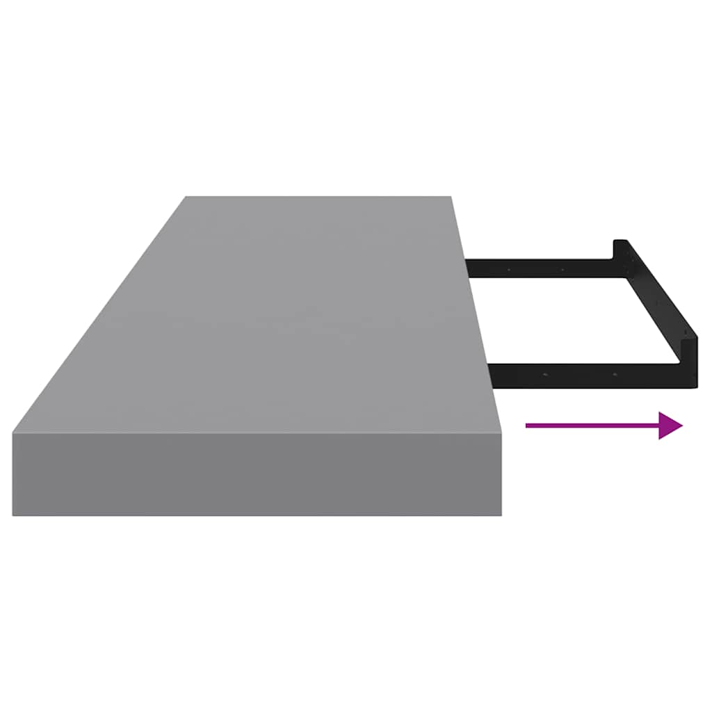 Schwebende Wandregale 2 Stk. Grau 90x23,5x3,8cm MDF