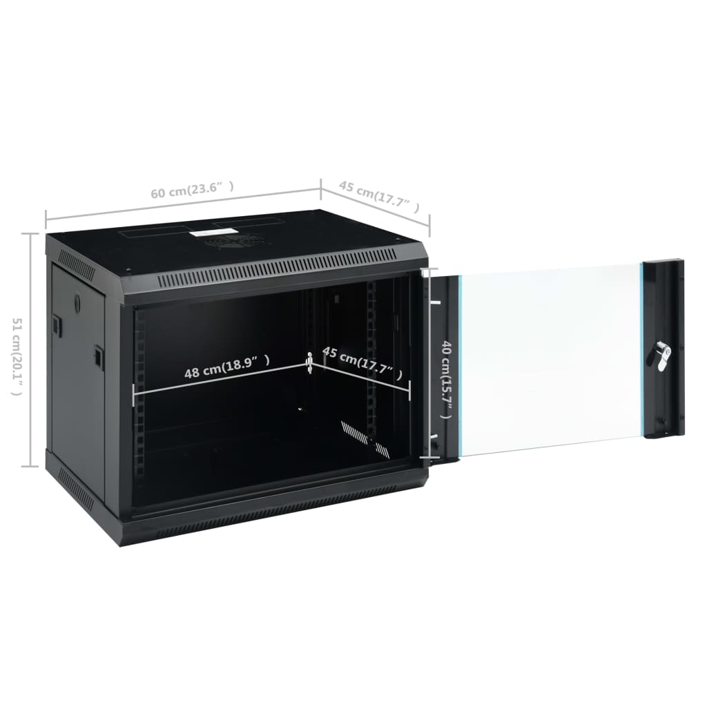 vidaXL 9U Netzwerkschrank Wandmontage 19" IP20 600x450x510 mm
