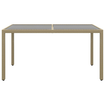 vidaXL Gartentisch 150x90x75 cm Hartglas und Poly Rattan Beige