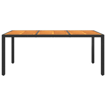 vidaXL Table de jardin 190x90x75 cm acacia et résine tressée noir