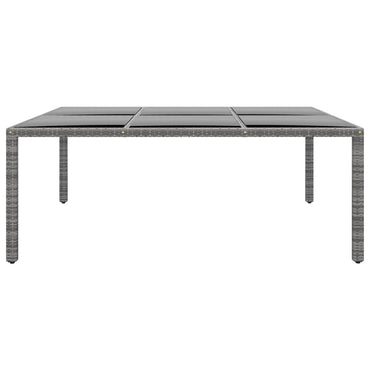 vidaXL Table de jardin 200x150x75 cm verre trempé et résine tressée gris