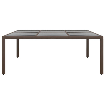 vidaXL Gartentisch mit Glasplatte Braun 200x150x75 cm Rattan
