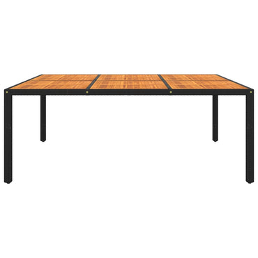 vidaXL Table de jardin 200x150x75 cm en bois d'acacia et résine tressée noire