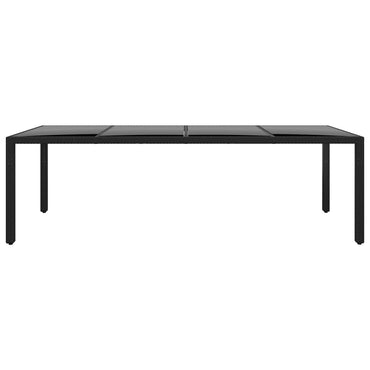 vidaXL Table de jardin 250x100x75 cm verre trempé et résine tressée noir