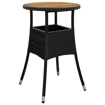 vidaXL Gartentisch Ø60x75 cm Akazienholz und Poly Rattan Schwarz