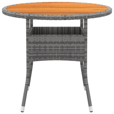 vidaXL Gartentisch Ø80x75 cm Akazienholz und Poly Rattan Grau