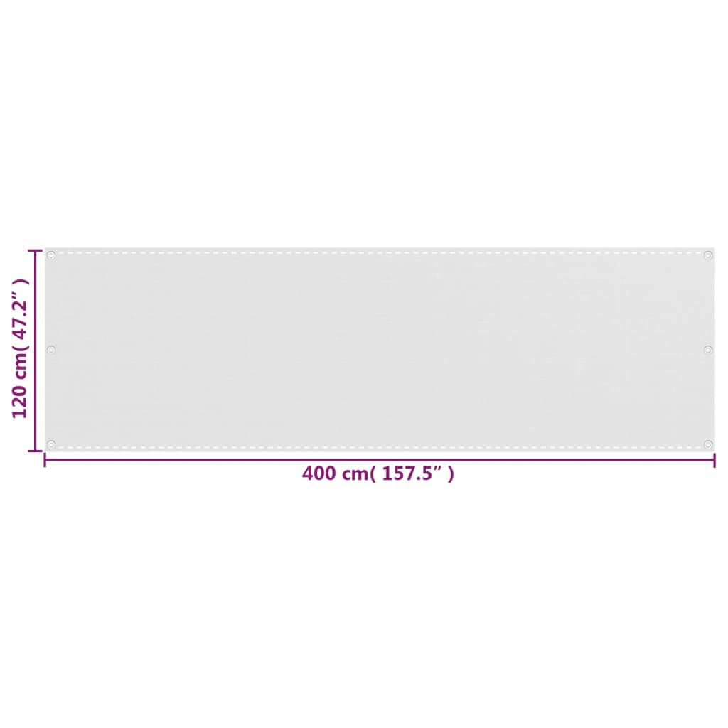 Balkon-Sichtschutz Weiß 120x400 cm HDPE