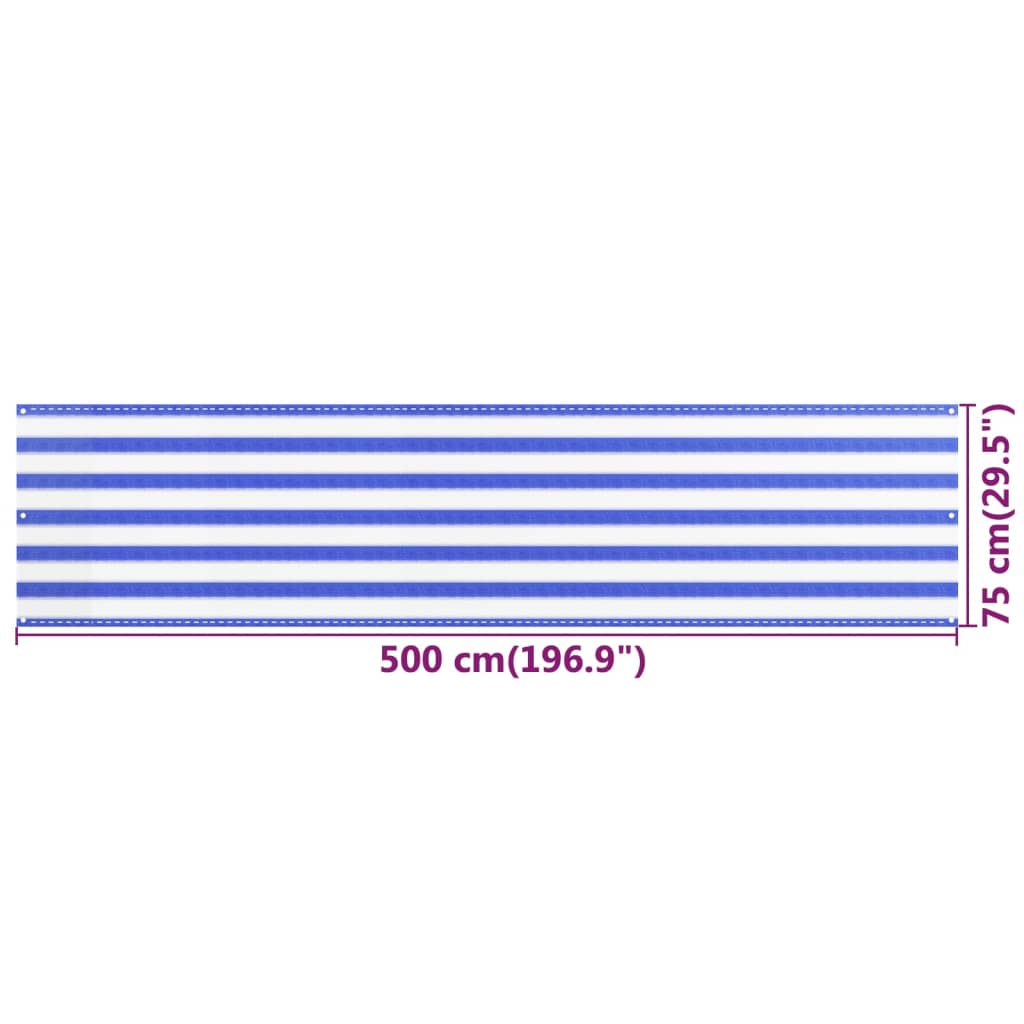 vidaXL Balkon-Sichtschutz Blau und Weiß 75x500 cm HDPE