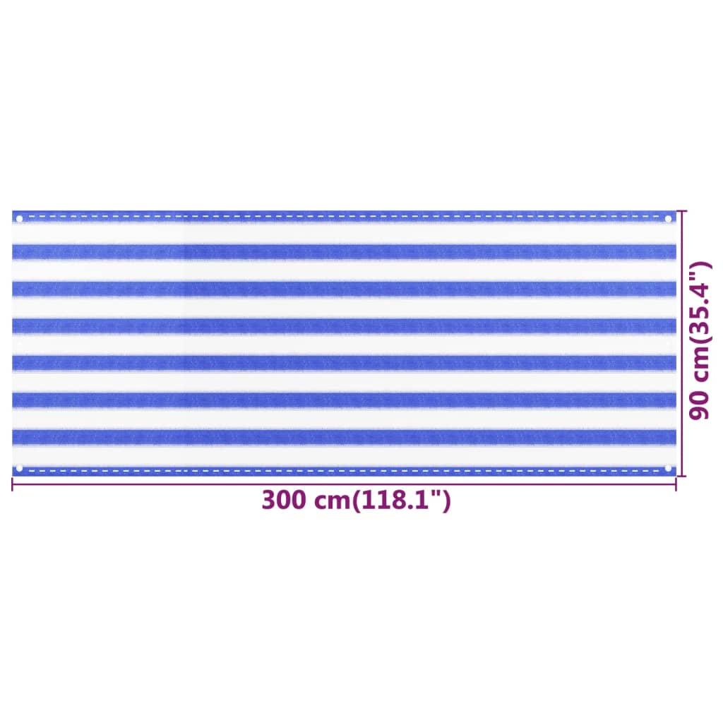vidaXL Balkon-Sichtschutz Blau und Weiß 90x300 cm HDPE