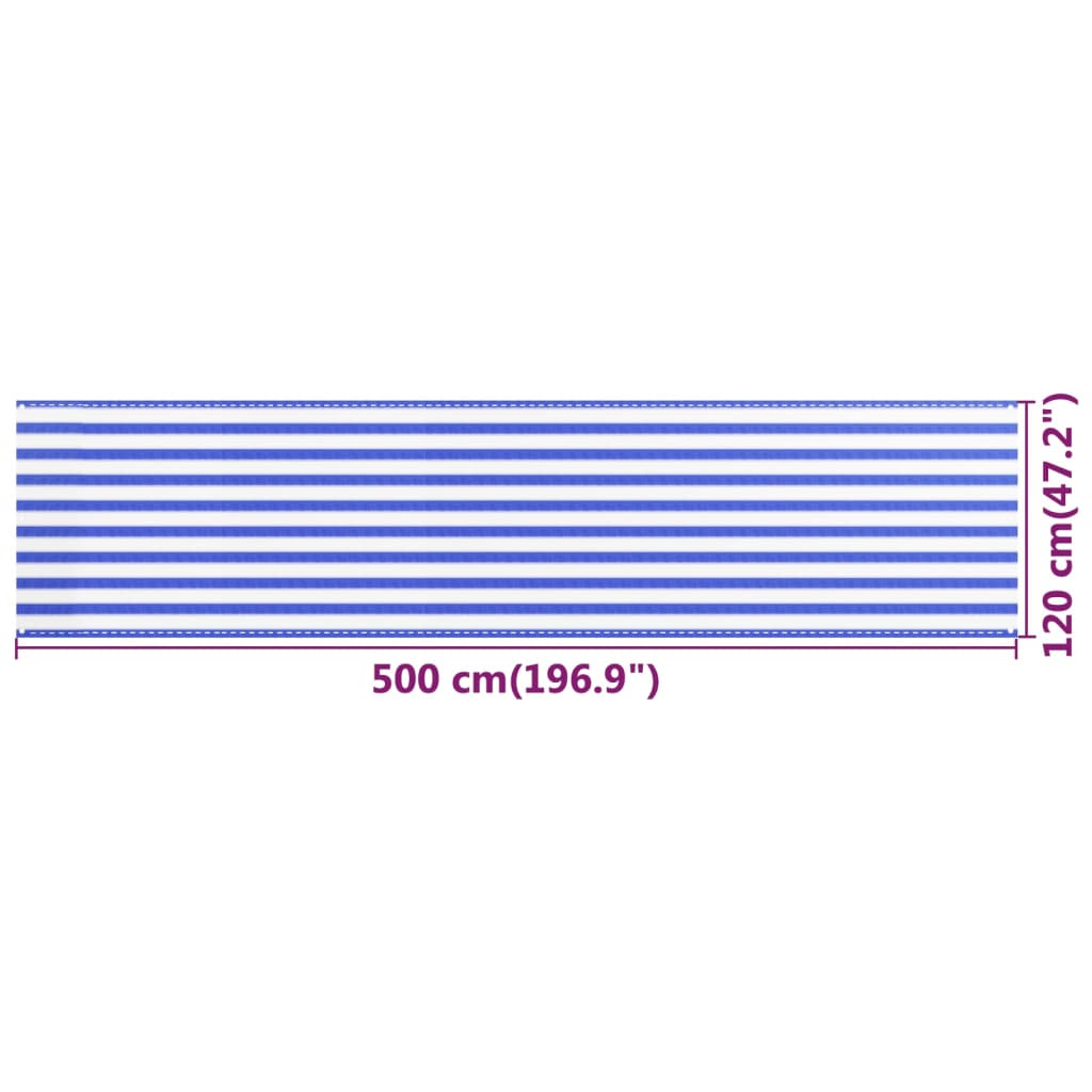 vidaXL Balkon-Sichtschutz Blau und Weiß 120x500 cm HDPE
