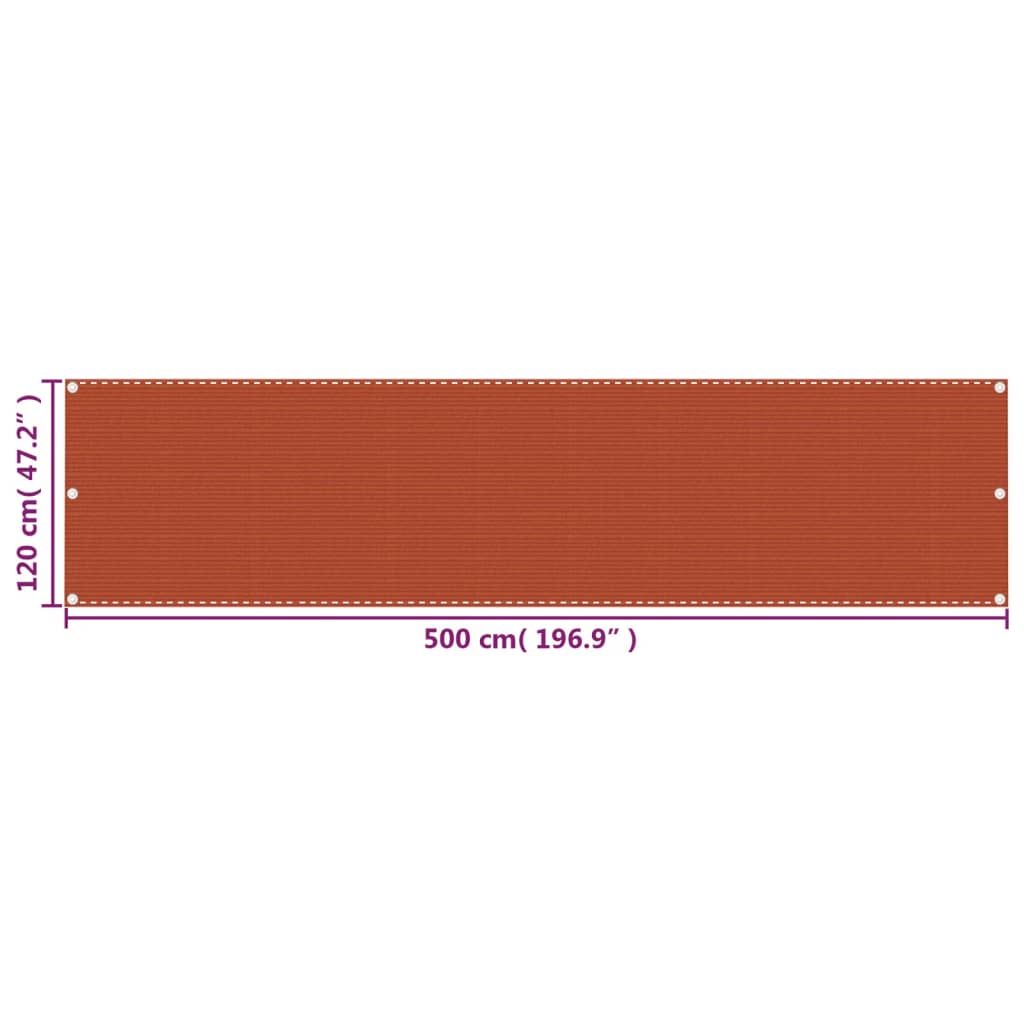 vidaXL Brise-vue de balcon orange 120x500 cm PEHD