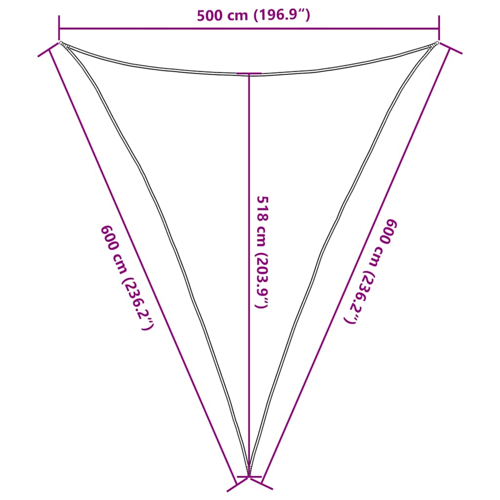 vidaXL Sonnensegel 160 g/m² Dreieckig Blau 5x6x6 m HDPE