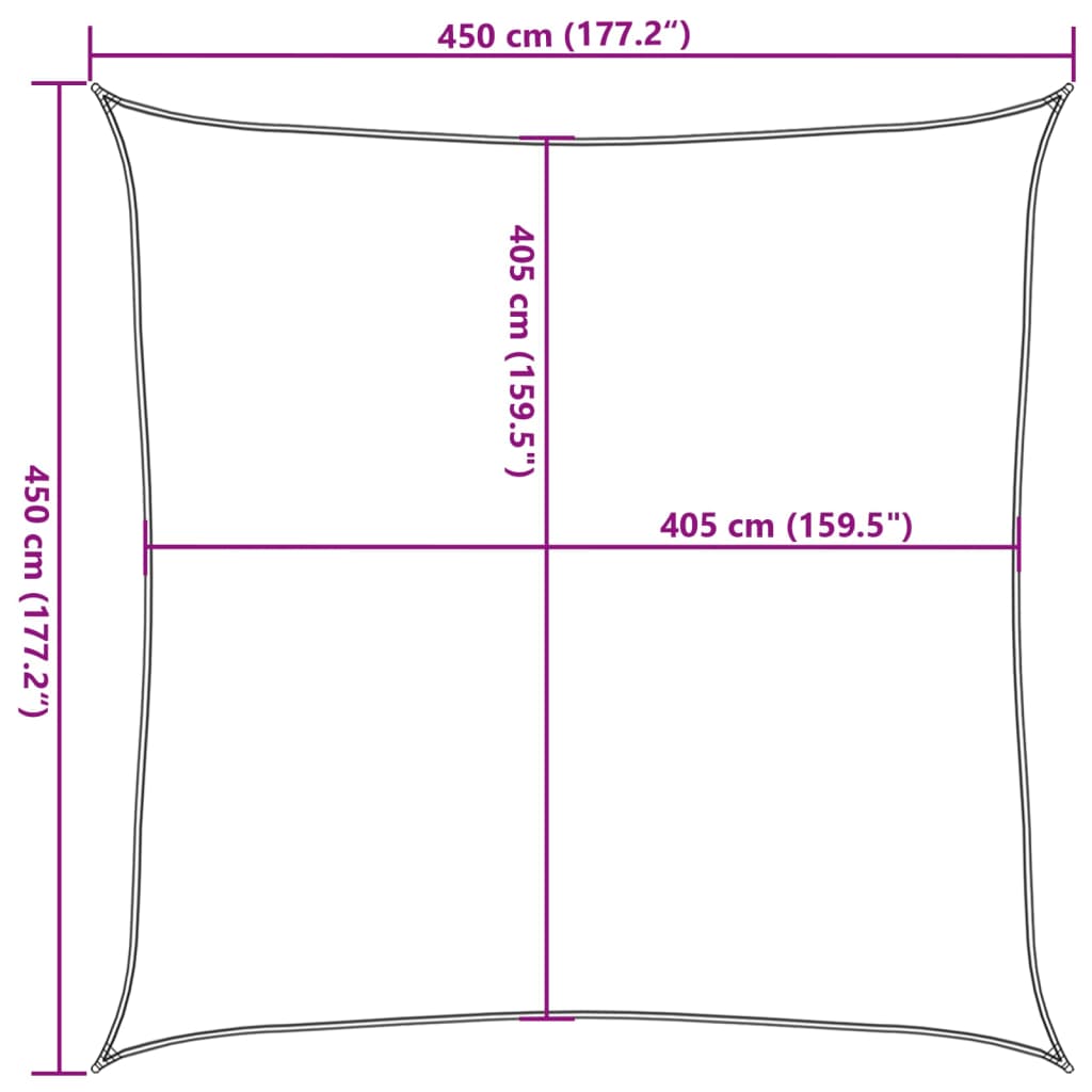 vidaXL Sonnensegel 160 g/m² Quadratisch Gelb 4,5x4,5 m HDPE