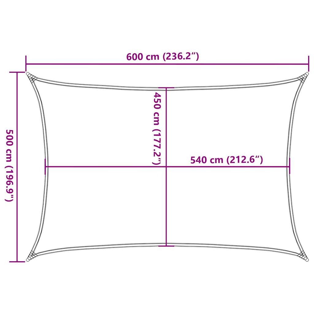 vidaXL Voile d'ombrage rectangulaire jaune 5x6 m 160 g/m² PEHD