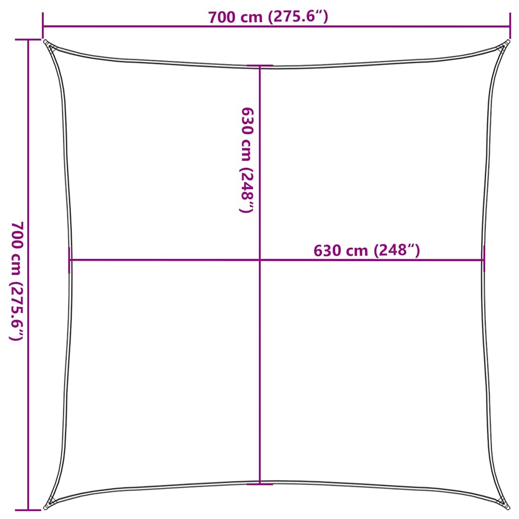 vidaXL Sonnensegel 160 g/m² Quadratisch Orange 7x7 m HDPE