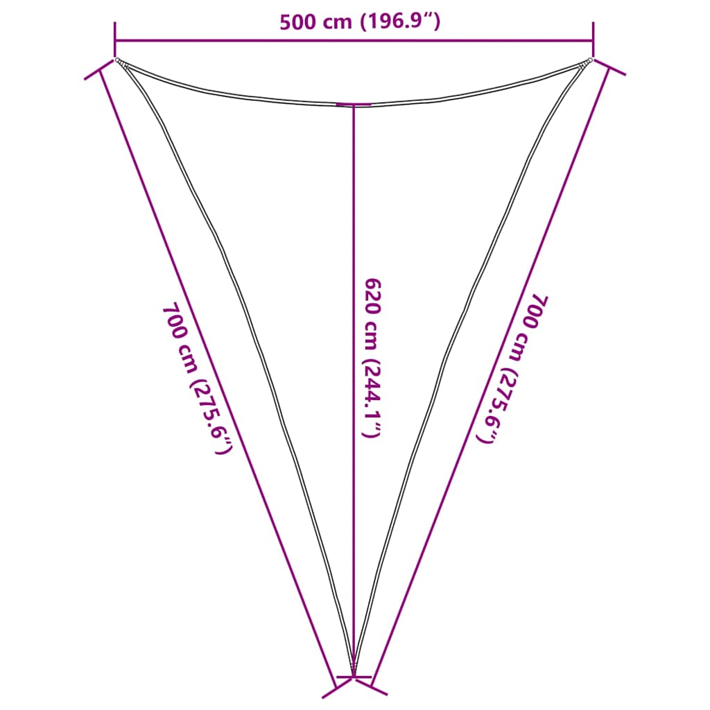 vidaXL Sonnensegel 160 g/m² Dreieckig Schwarz 5x7x7 m HDPE
