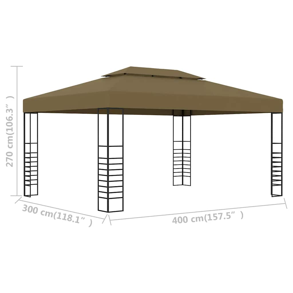 Pavillon 3x4 m Taupe 180 g/m²