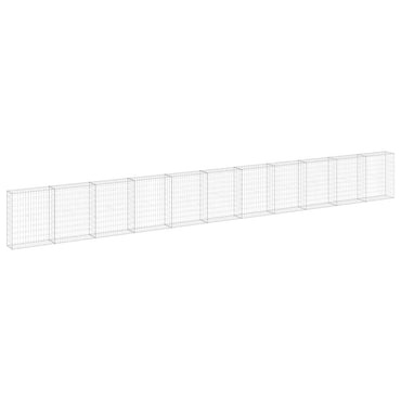 vidaXL Gabionenwand mit Abdeckung Verzinkter Stahl 900x30x100 cm