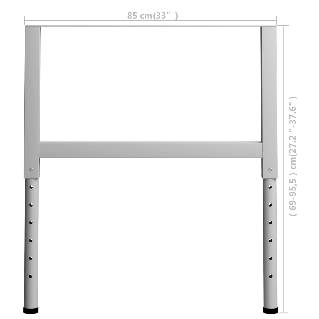 vidaXL Werkbankgestell Verstellbar 2 Stk. Metall 85x(69-95,5) cm Grau