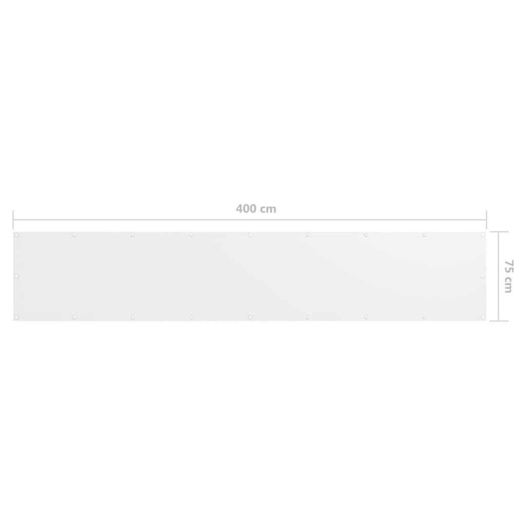 vidaXL Balkon-Sichtschutz Weiß 75x400 cm Oxford-Gewebe