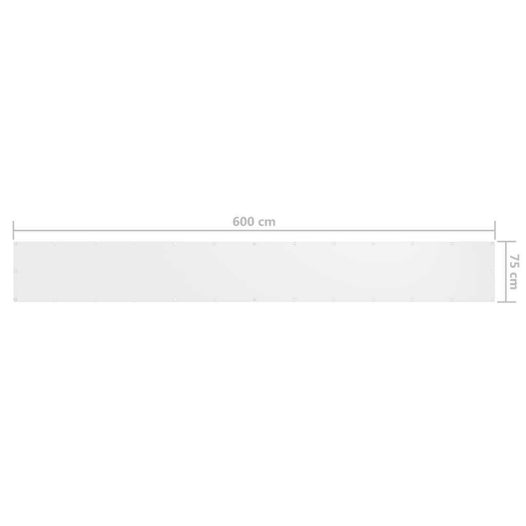 vidaXL Balkon-Sichtschutz Weiß 75x600 cm Oxford-Gewebe