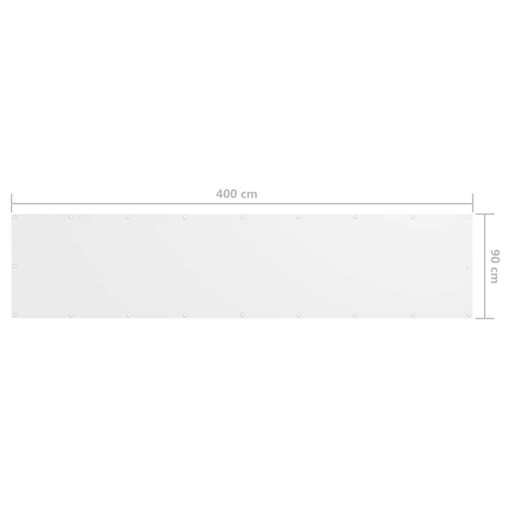 vidaXL Balkon-Sichtschutz Weiß 90x400 cm Oxford-Gewebe