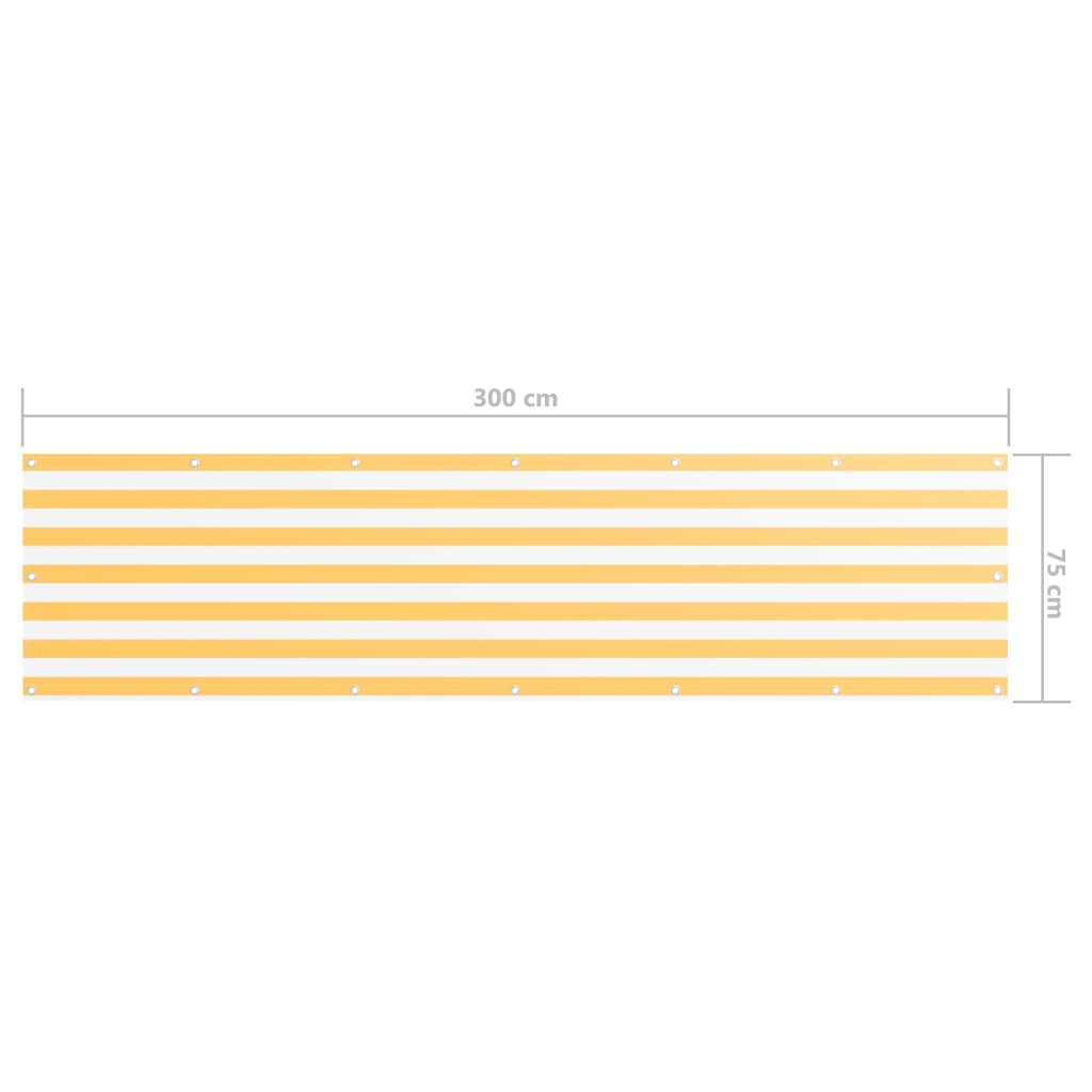 vidaXL Brise-vue de balcon blanc et jaune 75x300 cm en tissu Oxford