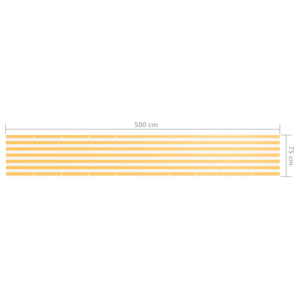 vidaXL Brise-vue de balcon blanc et jaune 75x500 cm en tissu Oxford