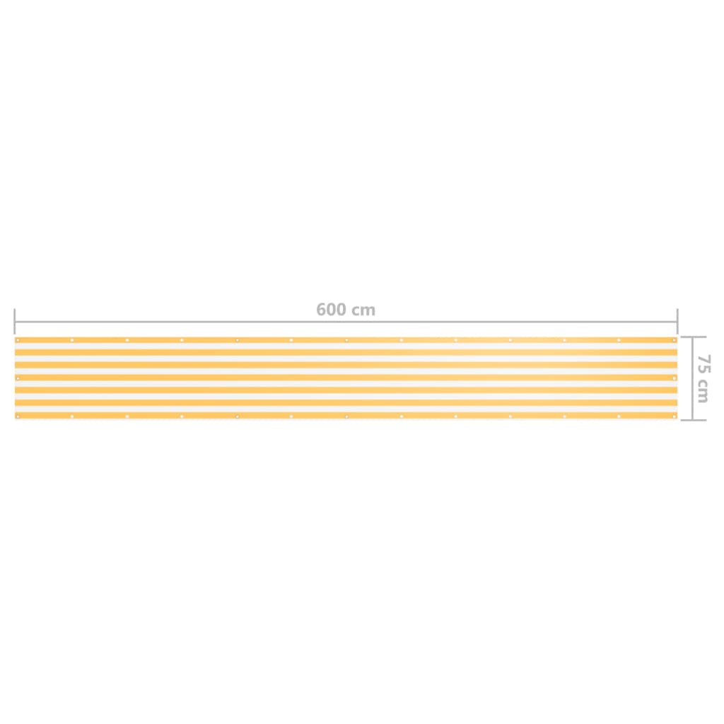 vidaXL Brise-vue de balcon blanc et jaune 75x600 cm Tissu Oxford