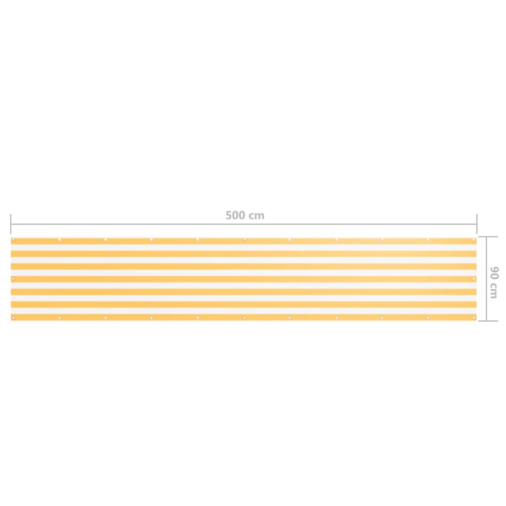 vidaXL Brise-vue de balcon Blanc et jaune 90x500 cm Tissu Oxford