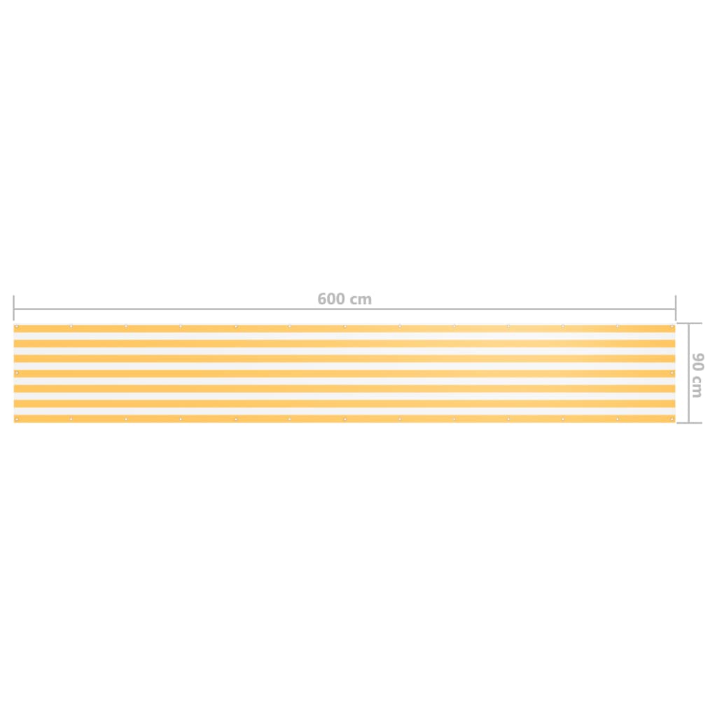 vidaXL Brise-vue de balcon Blanc et jaune 90x600 cm Tissu Oxford
