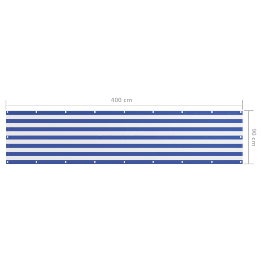 vidaXL Brise-vue de balcon blanc et bleu 90x400 cm tissu Oxford