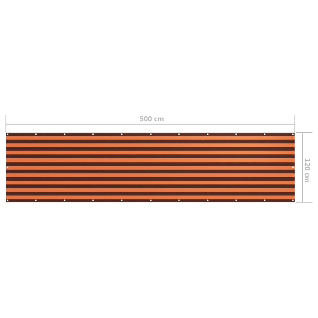 vidaXL Balkon-Sichtschutz Orange und Braun 120x500 cm Oxford-Gewebe
