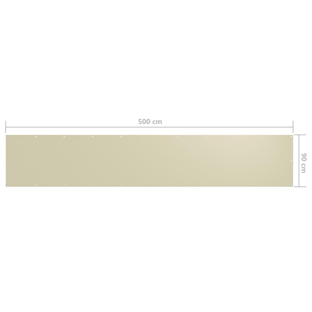 vidaXL Brise-vue de balcon Crème 90x500 cm Tissu Oxford