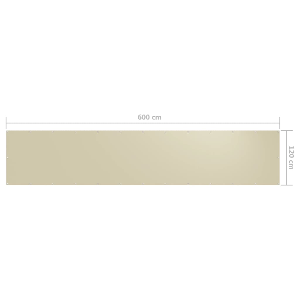 vidaXL Brise-vue de balcon Crème 120x600 cm Tissu Oxford