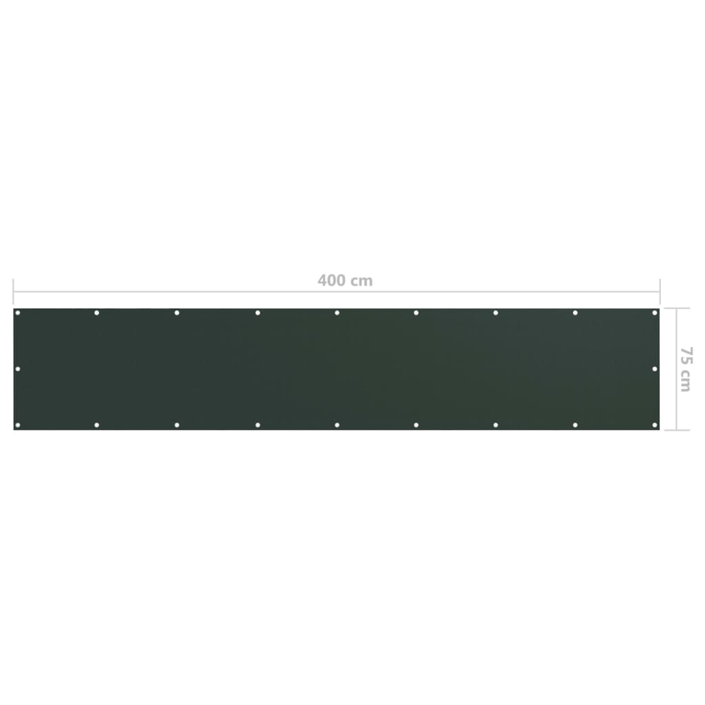 vidaXL Brise-vue de balcon vert foncé 75x400 cm tissu Oxford