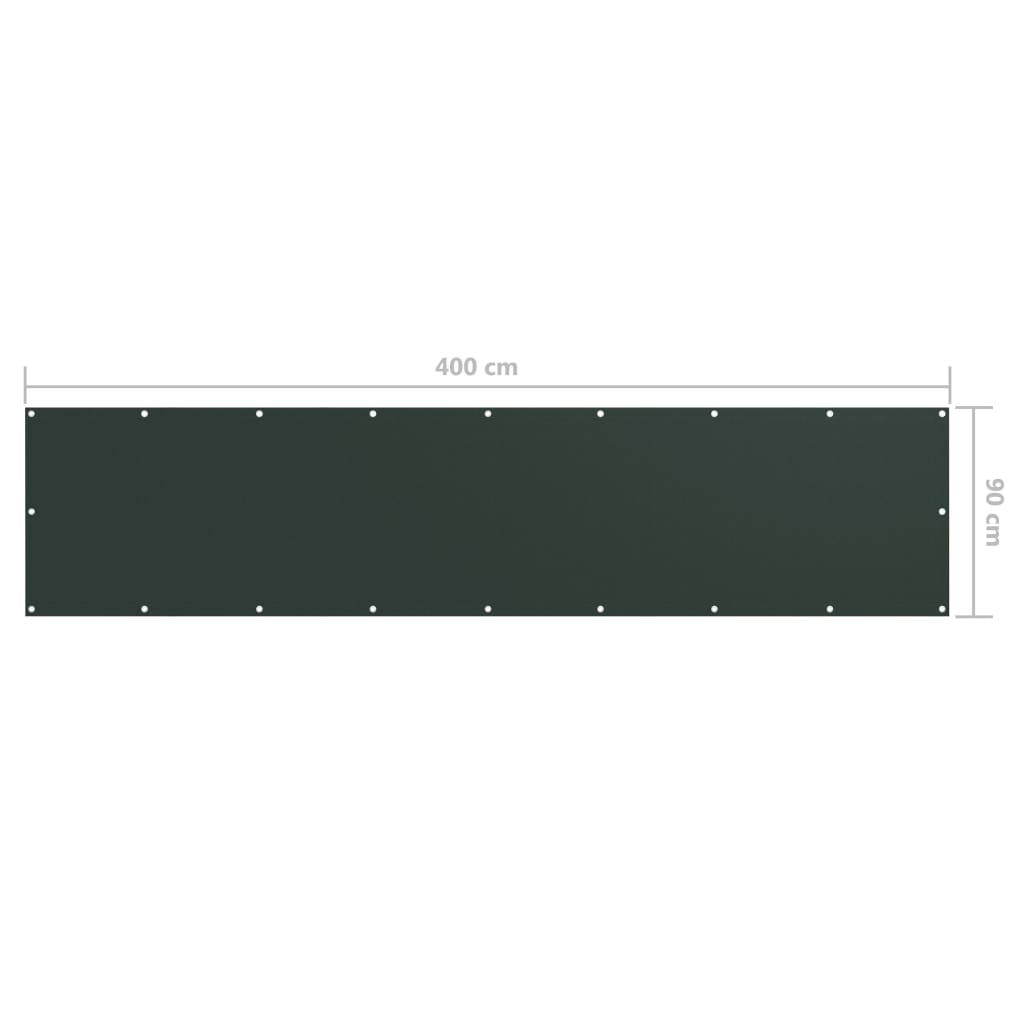 vidaXL Balkon-Sichtschutz Dunkelgrün 90x400 cm Oxford-Gewebe