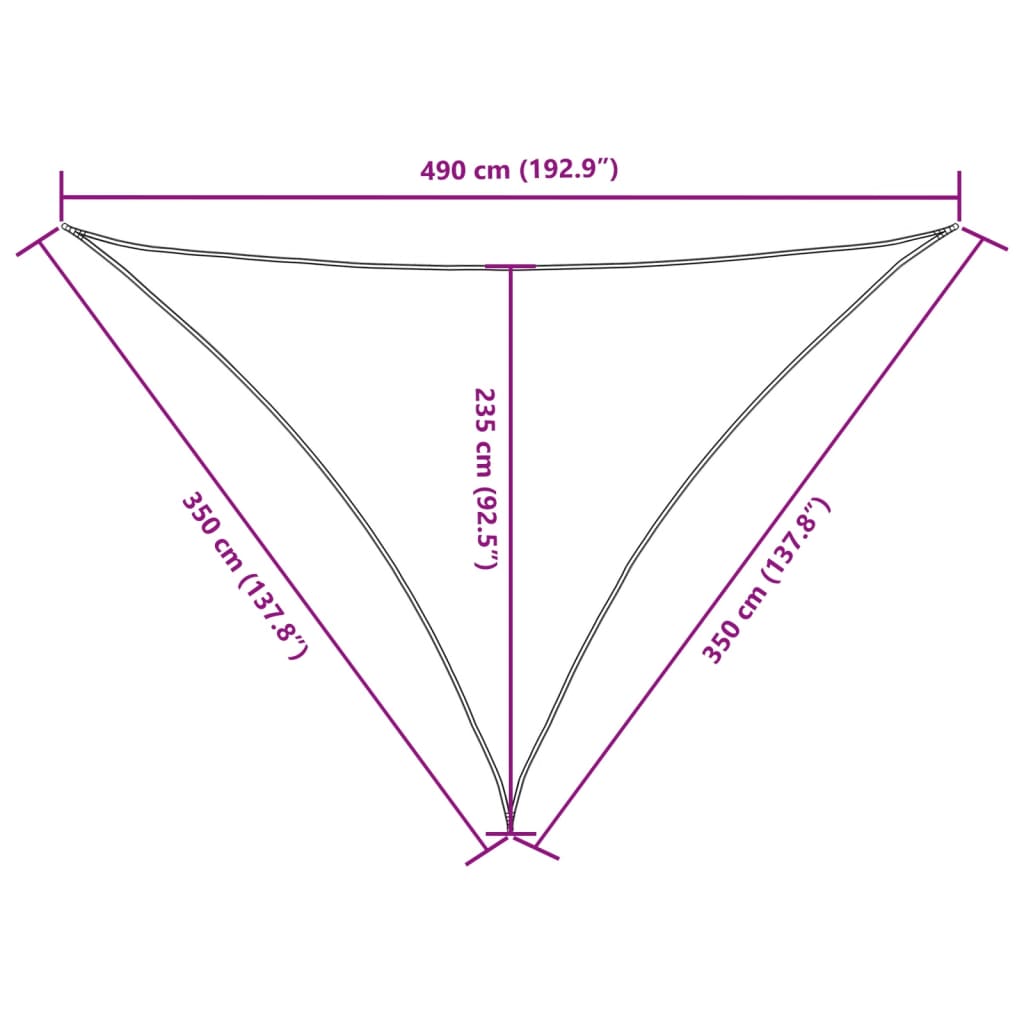 vidaXL Sonnensegel Oxford-Gewebe Dreieckig 3,5x3,5x4,9 m Creme