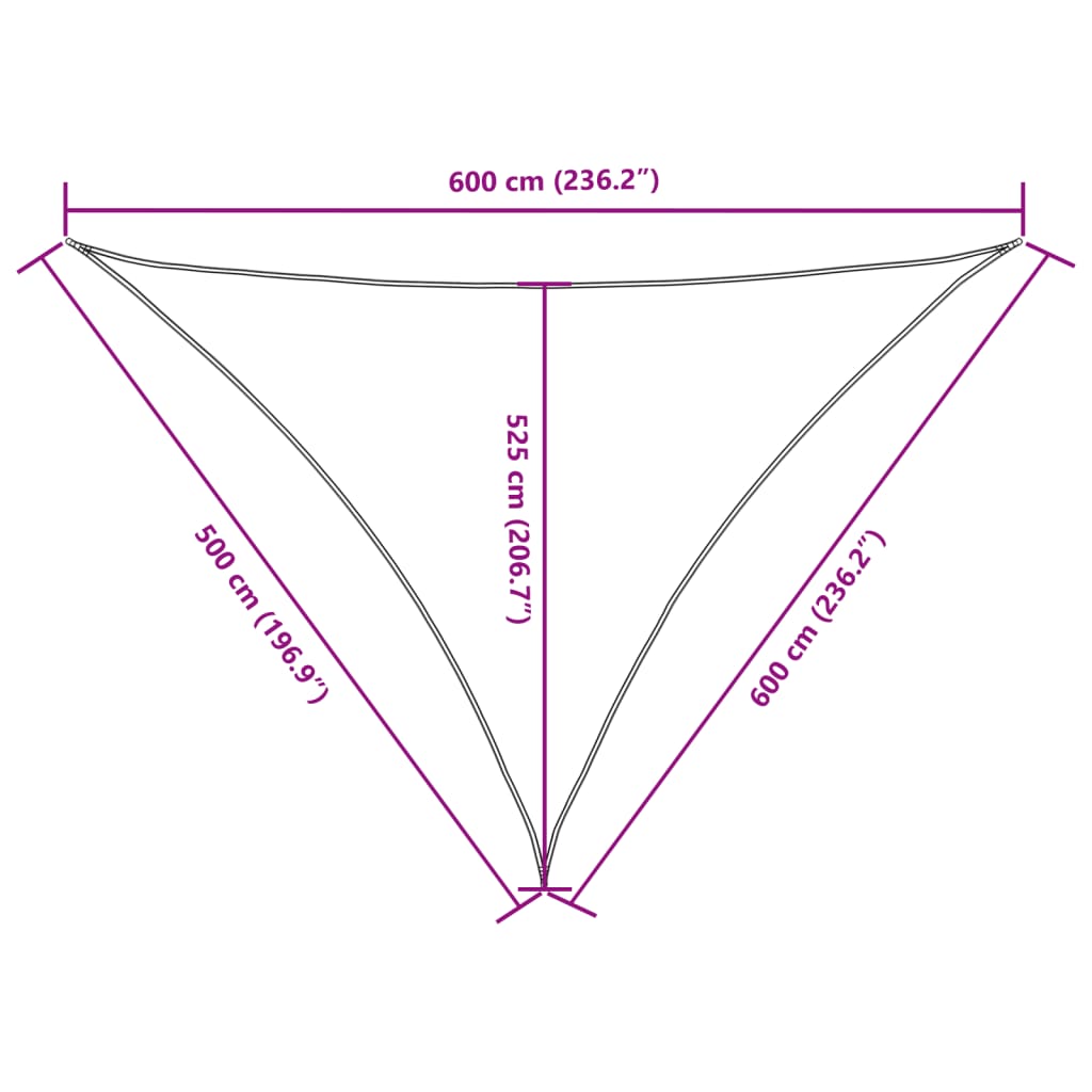vidaXL Voile d'ombrage en tissu Oxford triangulaire 5x6x6 m Crème