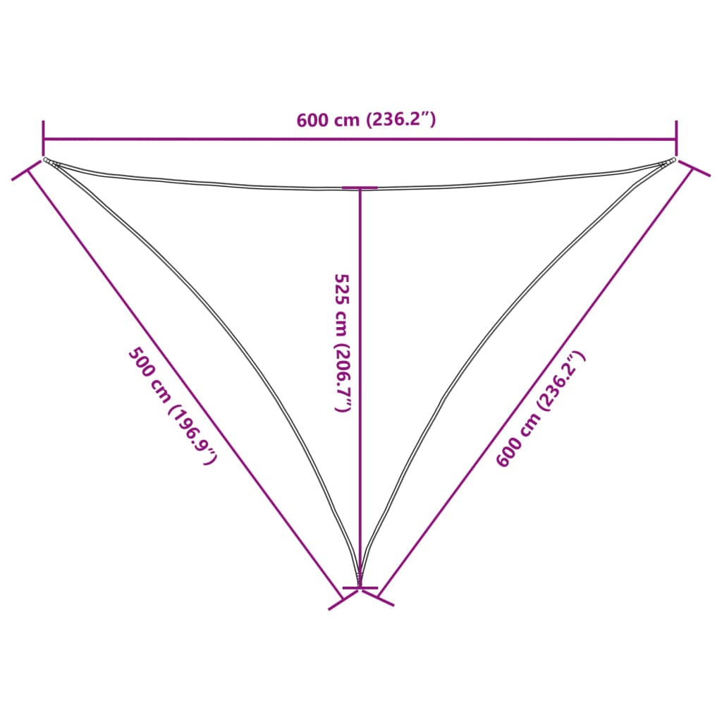 vidaXL Sonnensegel Oxford-Gewebe Dreieckig 5x6x6 m Weiß