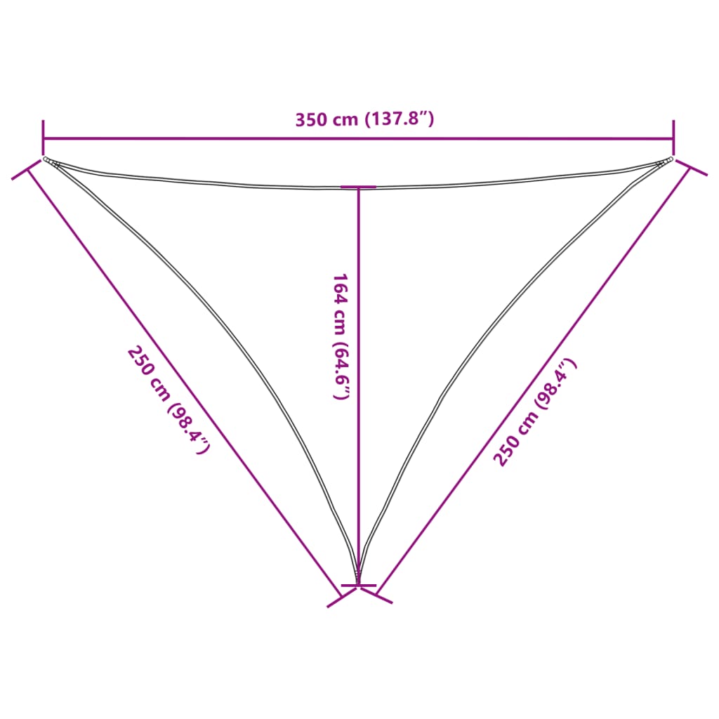 vidaXL Sonnensegel Oxford-Gewebe Dreieckig 2,5x2,5x3,5 m Gelb
